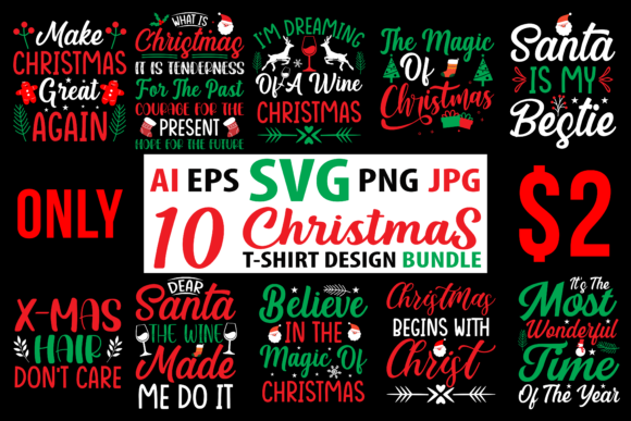 Christmas T-Shirt Design SVG Bundle 6: Perfect for Creative Graphics