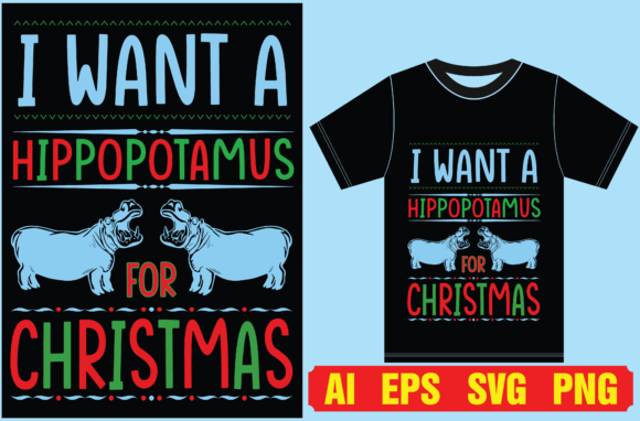 Hippopotamus for Christmas: A Fun T-Shirt Design
