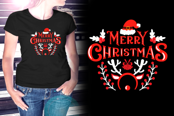 Merry Christmas Typography TShirt Design for Graphics and Print Templates